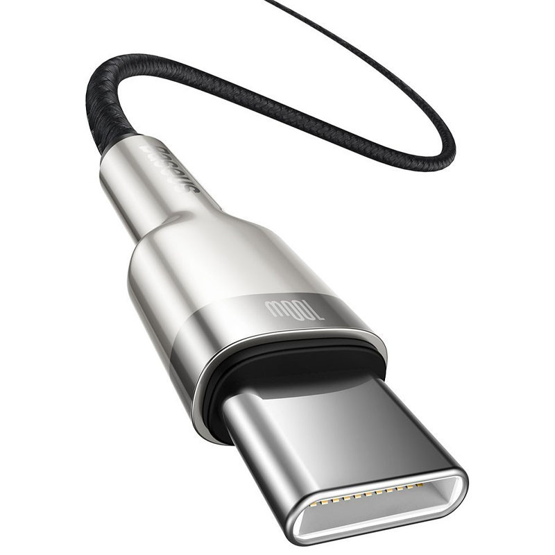 Фото Дата кабель Baseus Cafule Series Метал Type-C to Type-C 100W (2m) (CATJK-D) (Чорний) в маназині vchehle.ua