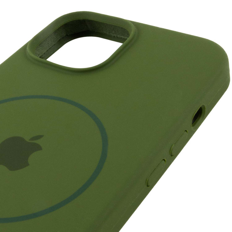 Чохол Silicone Case Full Protective (AA) with Magnetic Safe на Apple iPhone 12 Pro Max (6.7") (Зелений / Dark Olive) в магазині vchehle.ua