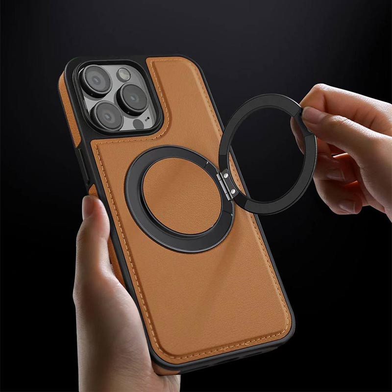 Шкіряна накладка Retro with Magnetic Safe на Apple iPhone 16 Pro Max (6.9") (Brown) в магазині vchehle.ua