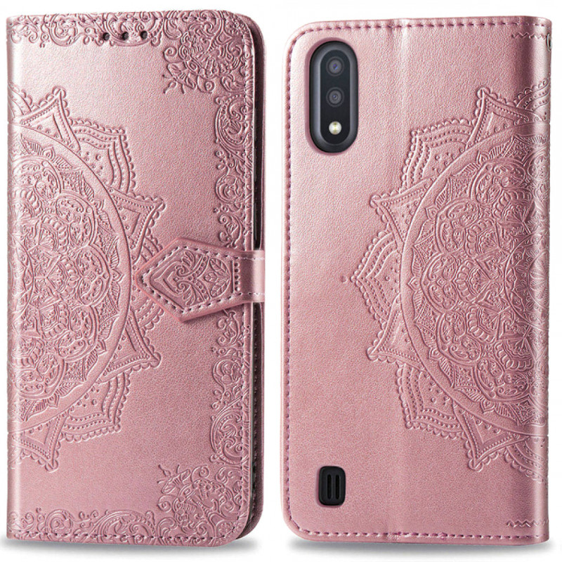 Фото Кожаный чехол (книжка) Art Case с визитницей для Samsung Galaxy A01 (Розовый) на vchehle.ua