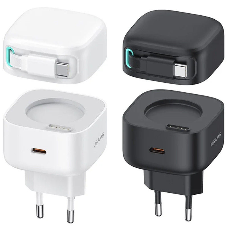 МЗП Usams US-CC202 GaN With Type-C Magnetic Retractable Cable Module XMF Ser. 35W (2USB-C)