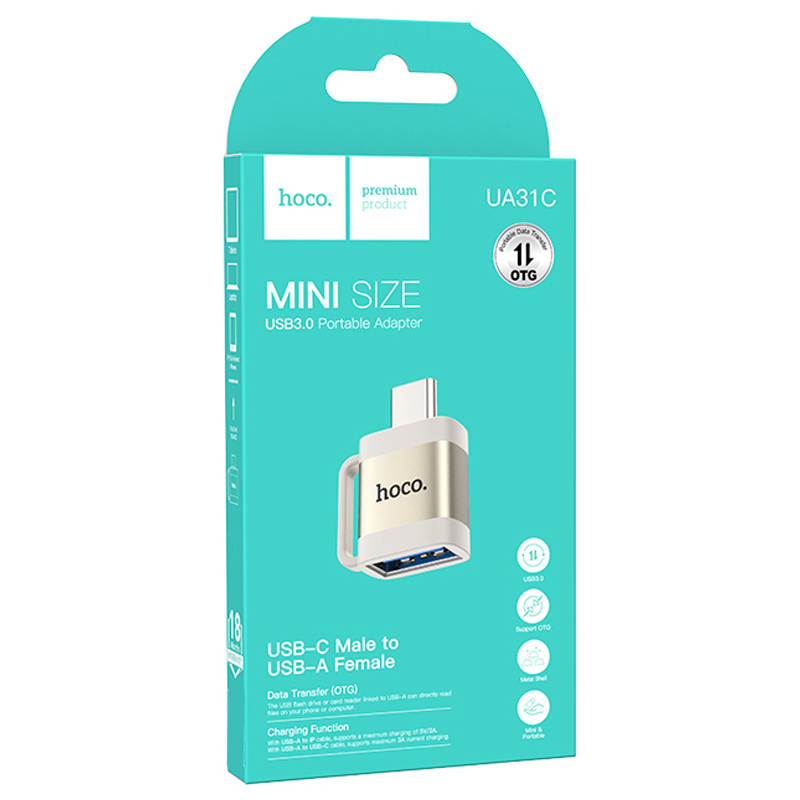 Переходник Hoco UA31C OTG Type-C male to USB female (Gray) в магазине vchehle.ua
