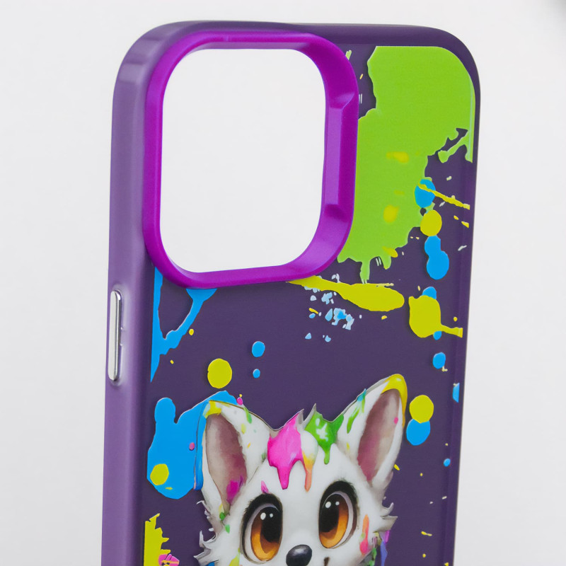 TPU+PC чехол TakiTaki Graffiti magic glow для Apple iPhone 14 Pro Max (6.7") (Cute wolf / Purple) в магазине vchehle.ua