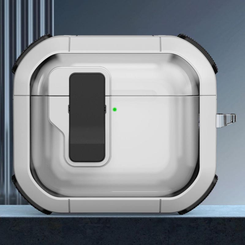 Фото Футляр противоударный Locking Button для наушников Airpods 4 (White) на vchehle.ua