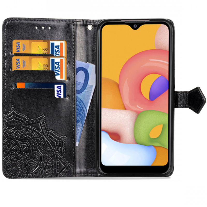 Фото Кожаный чехол (книжка) Art Case с визитницей для Samsung Galaxy A01 (Черный) в магазине vchehle.ua