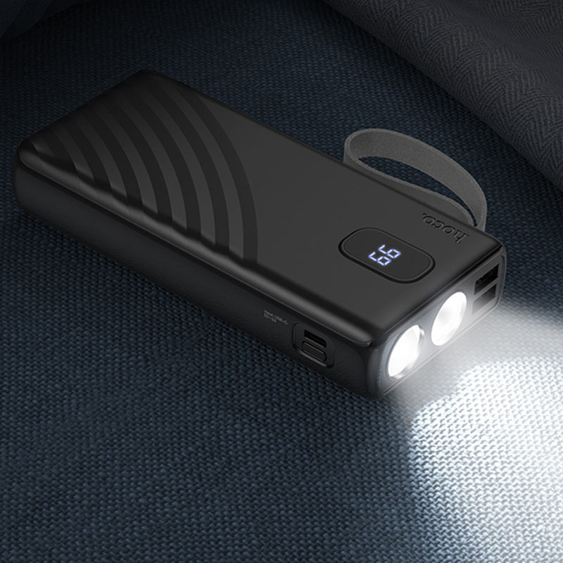 Портативний ЗП Power Bank Hoco J129A Nature flashlight 20000 mAh (Black) в магазині vchehle.ua