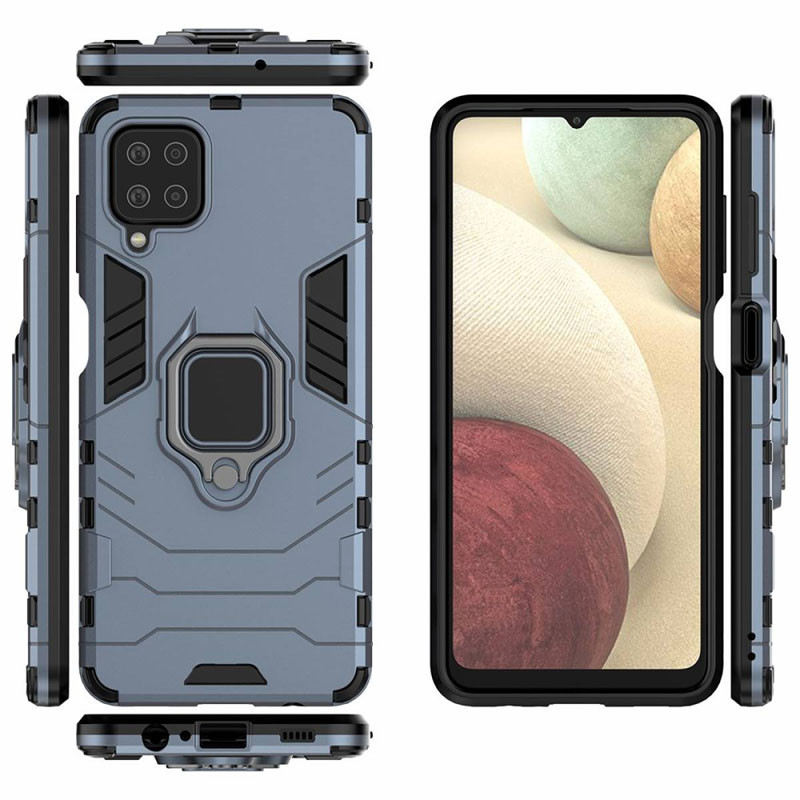 Фото Ударостійкий чохол Transformer Ring for Magnet на Samsung Galaxy A12 / M12 (Сірий / Metal slate) на vchehle.ua