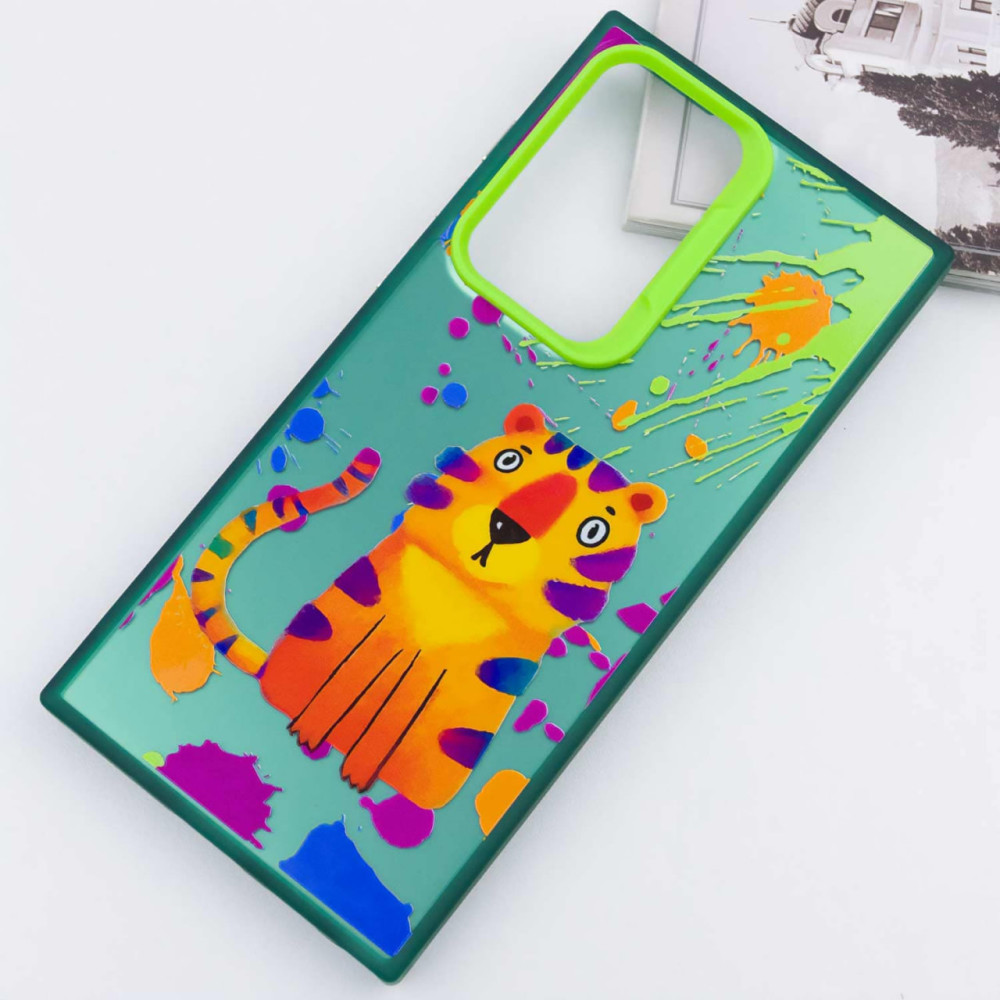 Фото TPU+PC чохол TakiTaki Graffiti magic glow на Samsung Galaxy S23 Ultra (Shocked tiger / Green) в маназині vchehle.ua