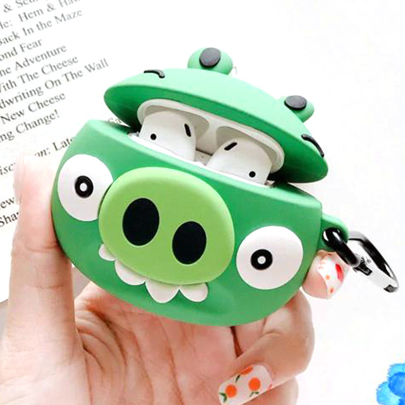 Фото Силіконовий футляр Angry Birds series для навушників AirPods (Зелений) на vchehle.ua