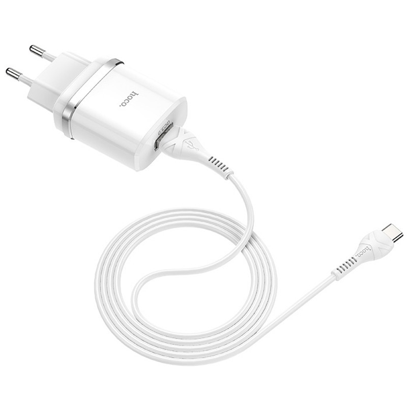 Фото СЗУ Hoco C12Q Smart QC3.0 3A (1USB-A) + кабель USB to Type-C (Белый) в магазине vchehle.ua