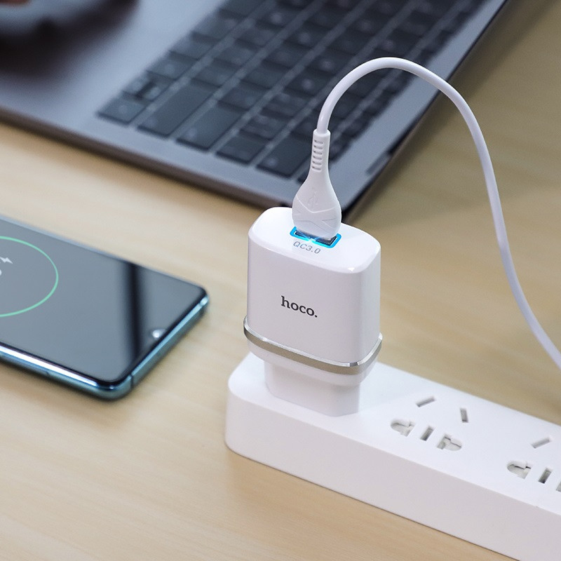 

СЗУ Hoco C12Q Smart QC3.0 (1USB/3A) + Type-C (Белый) 880294