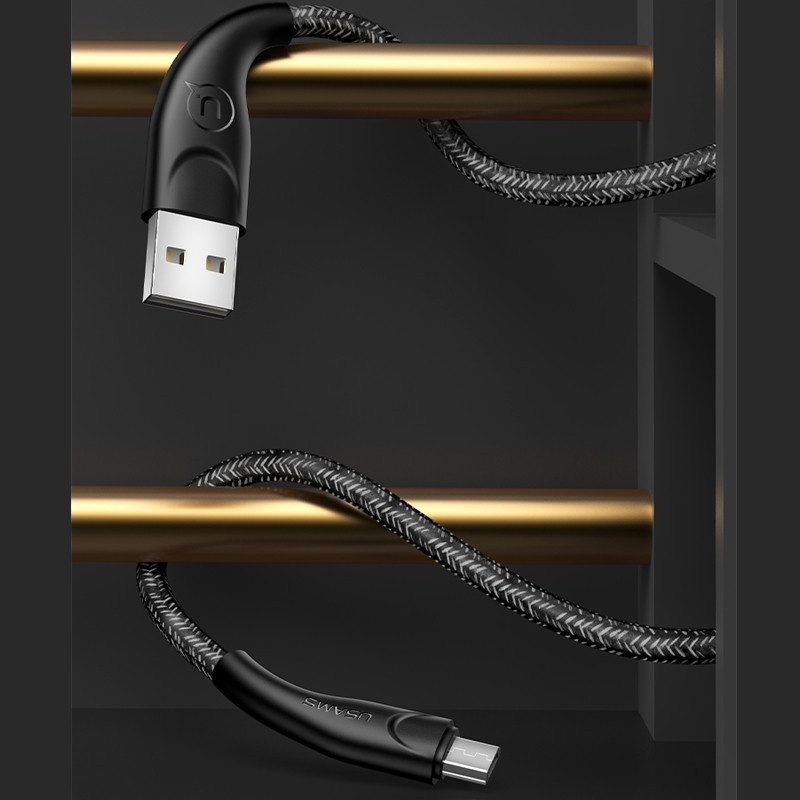 Фото Дата кабель Usams US-SJ393 U41 Micro Braided Data and Charging Cable 1m (Чорний) в маназині vchehle.ua