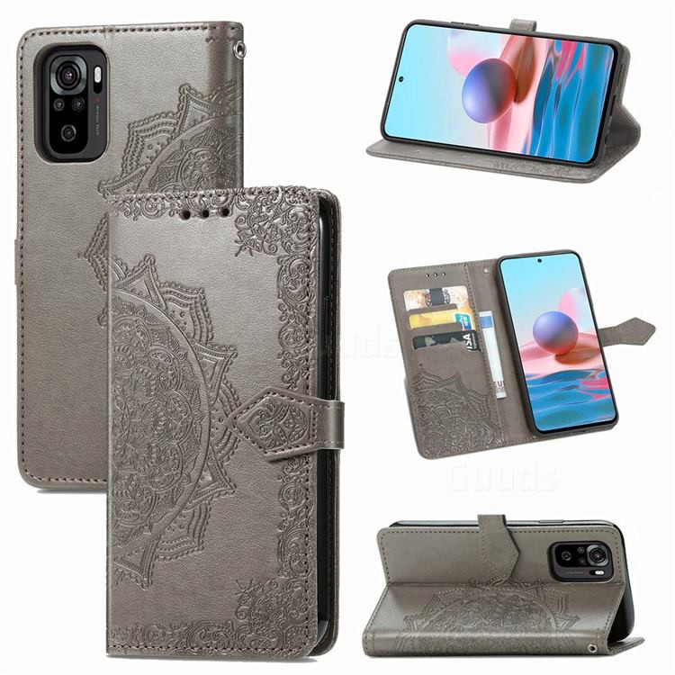 Шкіряний чохол-книжка Art Case з візитницею на Xiaomi Redmi Note 10 / Note 10s (Сірий) в магазині vchehle.ua