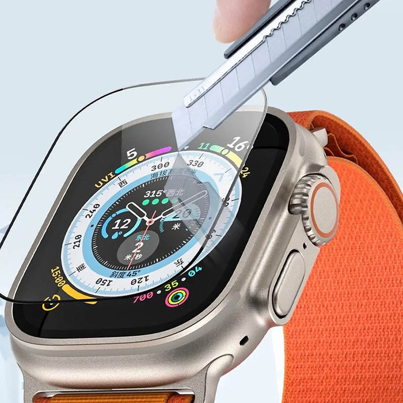 Защитное 2.5D стекло Blueo Corning Gorilla Glass для Apple Watch Ultra / Ultra 2 49mm (Черный) в магазине vchehle.ua