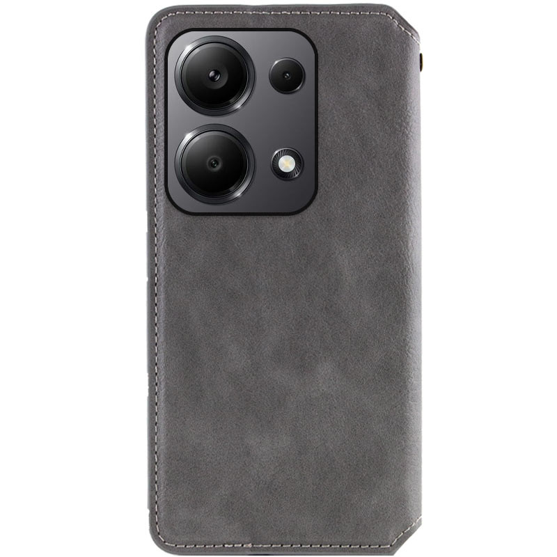 Фото Шкіряний чохол-книжка GETMAN Cubic (PU) на Xiaomi Redmi Note 13 Pro 4G / Poco M6 Pro 4G (Сірий) в маназині vchehle.ua