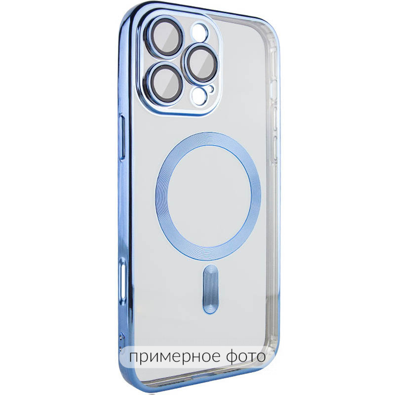 TPU чехол Fibra Chrome with Magnetic safe для Apple iPhone 16 (6.1") (Sierra Blue)