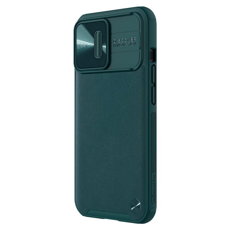 Фото Кожаная накладка Nillkin Camshield Leather (шторка на камеру) для Apple iPhone 13 Pro (6.1") (Зеленый / Green) в магазине vchehle.ua