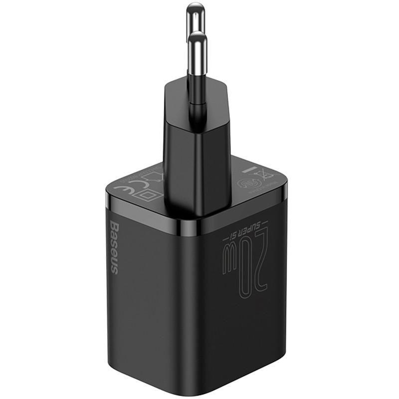 Уценка СЗУ Baseus Super Si Quick Charger 1C 20W + кабель Type-C to Lightning (TZCCSUP-B) (Дефект упаковки / Черный) в магазине vchehle.ua