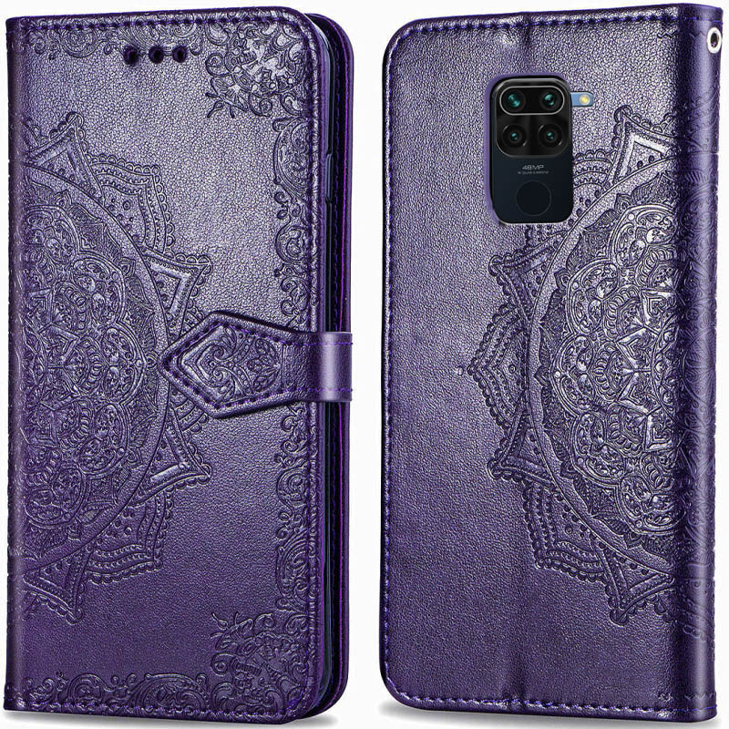 Фото Шкіряний чохол-книжка Art Case з візитницею на Xiaomi Redmi Note 9 / Redmi 10X (Фіолетовий) на vchehle.ua
