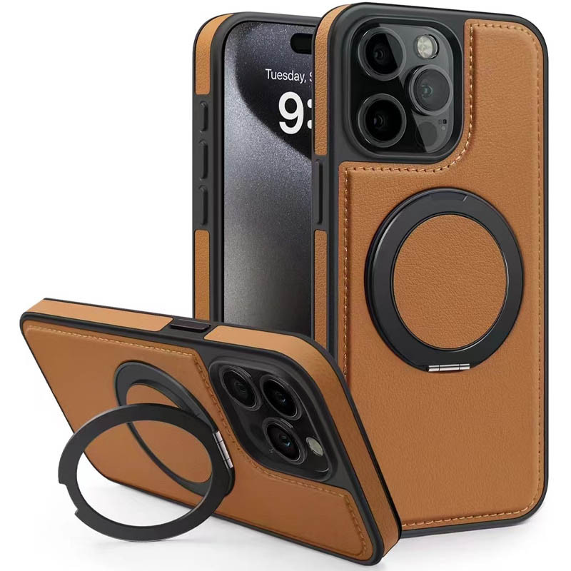 Кожаная накладка Retro with Magnetic Safe для Apple iPhone 15 Pro Max (6.7") (Brown)