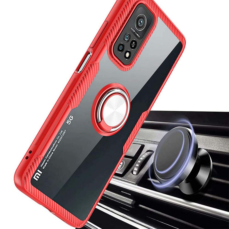 Фото TPU+PC чехол Deen CrystalRing for Magnet (opp) для Xiaomi Mi 10T / Mi 10T Pro (Бесцветный / Красный) на vchehle.ua