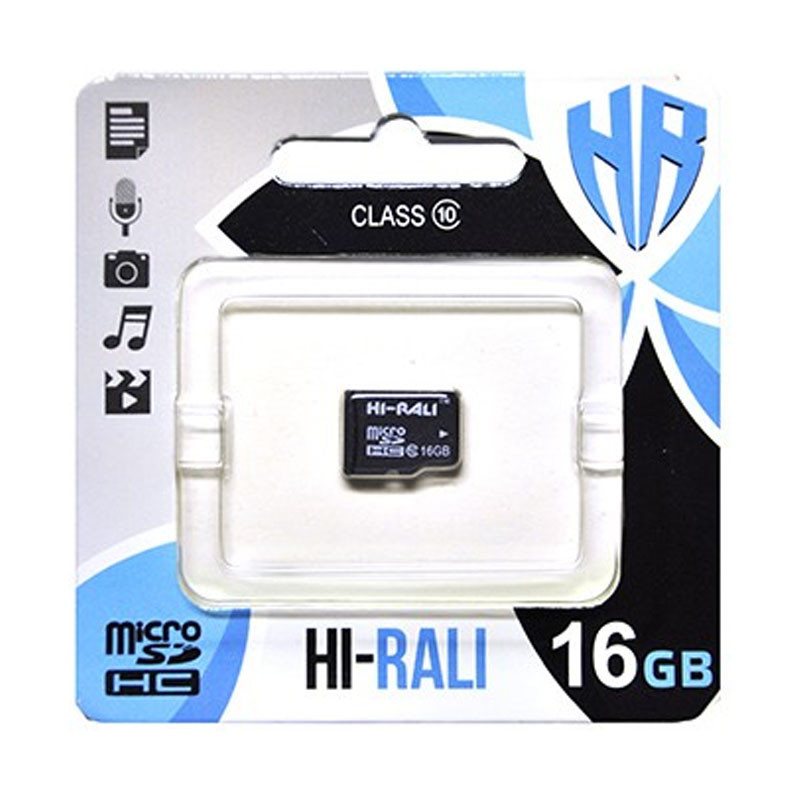 

Карта пам'яті Hi-Rali microSDHC 16 GB class 10 (без адаптера) (Чорний) 1212759