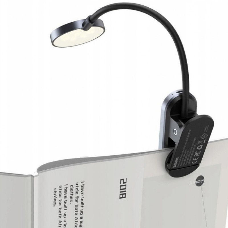 Фото Лампа Baseus Comfort Reading Mini Clip Lamp (DGRAD-0) (Dark Gray) в магазине vchehle.ua