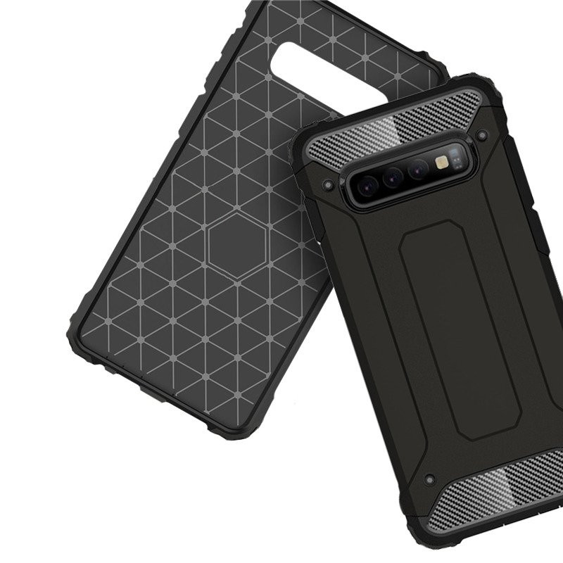 Купить Бронированный противоударный TPU+PC чехол Immortal для Samsung Galaxy S10 (Черный) на vchehle.ua