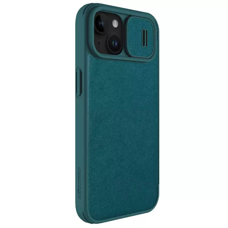 Фото Кожаный чехол (книжка) Nillkin Qin Pro Plain Camshield для Apple iPhone 15 Plus (6.7") (Зеленый) в магазине vchehle.ua