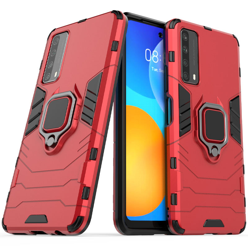 Фото Ударопрочный чехол Transformer Ring for Magnet для Huawei P Smart (2021) (Красный / Dante Red) на vchehle.ua