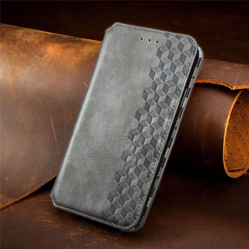 Купити Шкіряний чохол-книжка GETMAN Cubic (PU) на Xiaomi Redmi Note 10 Pro / 10 Pro Max (Сірий) на vchehle.ua