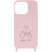 Чохол Cord case Ukrainian style c довгим кольоровим ремінцем на Apple iPhone 14 (6.1") (Рожевий / Light pink)