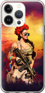 Чехол Украинка с оружием для iPhone 13 Pro