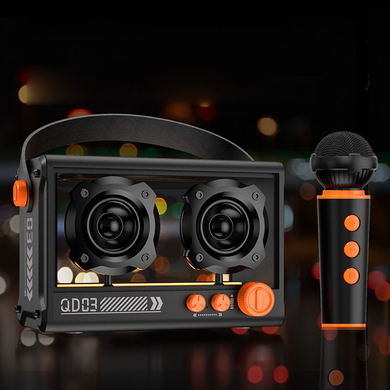 Bluetooth колонка QD03 Transparent з мікрофоном (Black) в магазині vchehle.ua