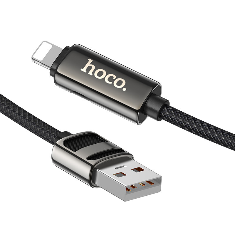 Фото Дата кабель Hoco U137 Line with display USB to Lightning 2.4A/12W (1.2m) (Black) в магазине vchehle.ua