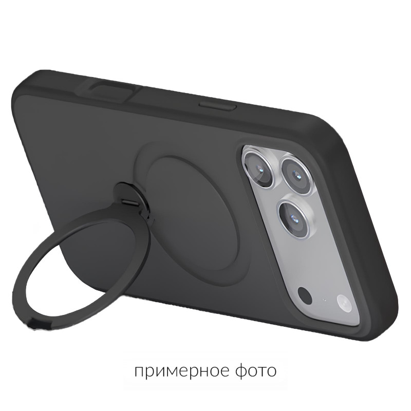 Фото TPU+PC чохол Metal Buttons with Magnetic Safe Colorful HQ Ring для Apple iPhone 17 (6.3") (Black) на vchehle.ua