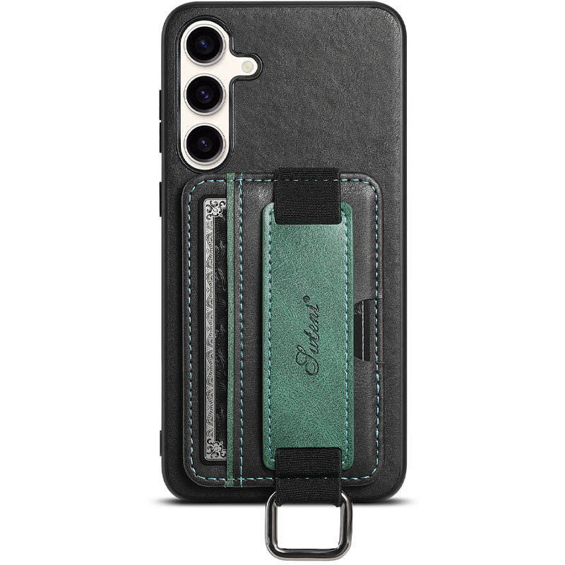 Шкіряний чохол Wallet case and straps на Samsung Galaxy S24+ (Чорний / Black)