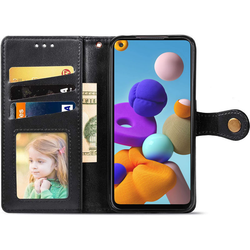 Фото Кожаный чехол-книжка GETMAN Gallant (PU) для Samsung Galaxy A21s (Черный) на vchehle.ua