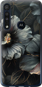 Чехол Черные цветы для Motorola One Macro