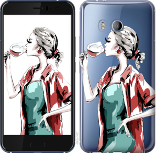 

Чехол Девушка с бокалом для HTC U11 841423