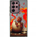 TPU+PC чехол TakiTaki Fantasy magic glow для Samsung Galaxy S22 Ultra (Fire dragon - Black)