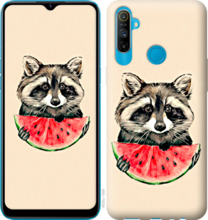 Чехол Енотик с арбузом для Realme C3