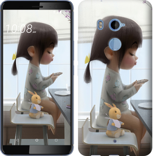 

Чехол Милая девочка с зайчиком для HTC U11 Plus 636476