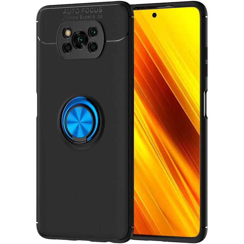 TPU чохол Deen ColorRing під магнітний тримач (opp) на Xiaomi Poco X3 NFC / Poco X3 Pro (Чорний / Синій)