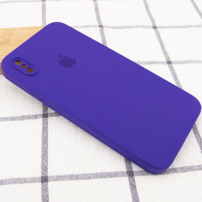 Фото Чохол Silicone Case Square Full Camera Protective (AA) для Apple iPhone X / XS (5.8") (Фіолетовий / Ultra Violet) на vchehle.ua