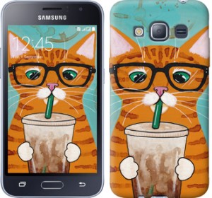 Чохол Зеленоокий кіт в окулярах на Samsung Galaxy J1 (2016) Duos J120H