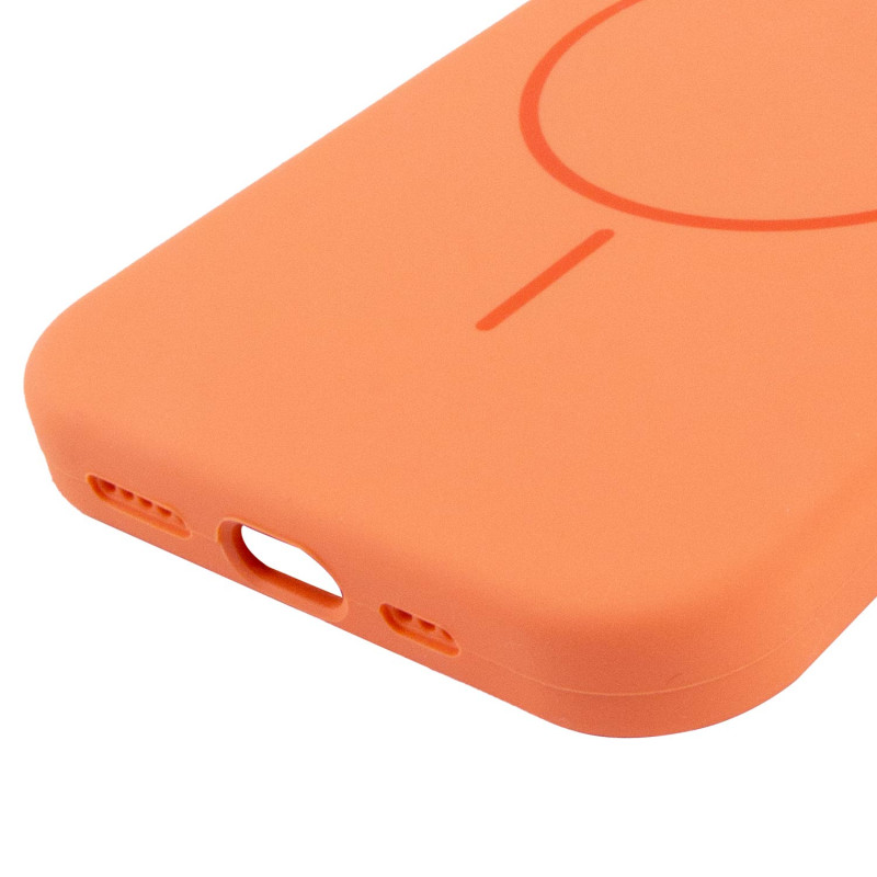 Купить Чехол Silicone Case Full Protective (AA) NO LOGO with Magnetic Safe для Apple iPhone 14 (6.1") (Оранжевый / Papaya) на vchehle.ua