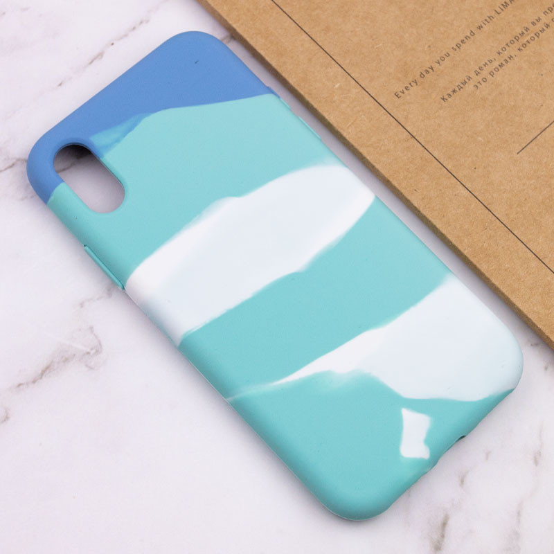 Чехол Silicone case full Aquarelle для Apple iPhone XR (6.1") (Бирюзово-белый) в магазине vchehle.ua