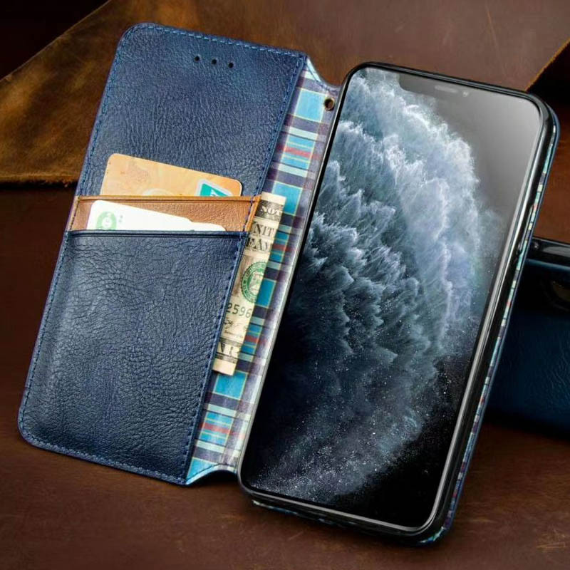 Фото Шкіряний чохол-книжка GETMAN Cubic (PU) на Xiaomi Redmi Note 9 / Redmi 10X (Синій) на vchehle.ua