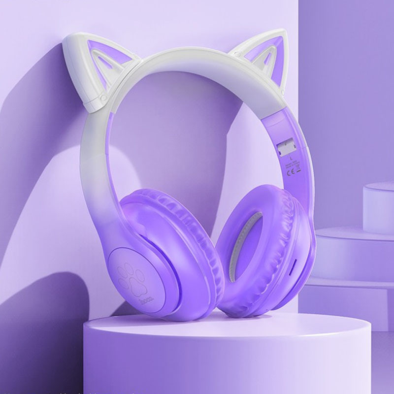 Фото Уцінка Накладні бездротові навушники Hoco W42 Cat (М'ята упаковка / Purple grape) в маназині vchehle.ua